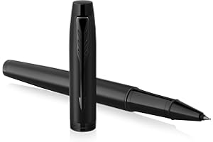Parker IM bolígrafo roller | Negro mate con adornos negros | Punta fina con recambio de tinta negra | Estuche de regalo