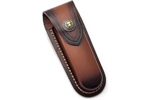 Yoaeyok 1 Pieza Funda de Cuero para Cuchillo Plegable, Estuche de Cuero para Navaja Plegable, Vaina Retro Marrón Herramienta de Funda para Cinturón para Navajas de Bolsillo