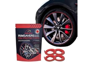 RIMBLADES Rimsavers Protection Jantes Voiture en Alliage Rouge – Pour Jantes Plates Jusqu’à 24” x 4 | 3 Couleurs | Installation Faire Soi-Même | Protège Contre les Dégâts de Marciapiede | Accessoire Voiture