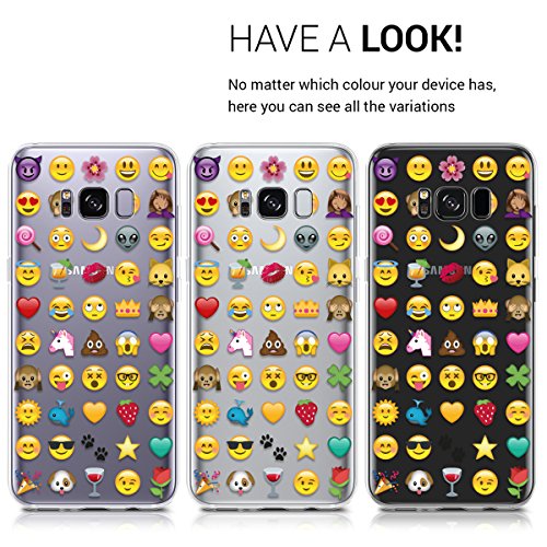 kwmobile Hülle für Samsung Galaxy S8 – TPU Silikon Backcover Case Handy Schutzhülle – Cover klar Emoji Design Mehrfarbig Transparent - 4