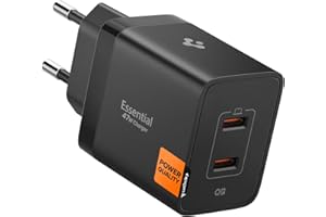 Spigen 47W USB-C 2 Port Mini Hızlı Şarj Aleti PPS 2.0 Desteği/Isı Düşürücü GaN Pro Destekli Akım Korumalı Güç Adaptörü iPhone & Android & iPad & MacBook Type-C Black - ACH09457