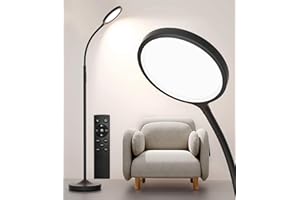 Keepsmile Floor Lamp,Super Bright Dimmable LED Lamps for Living Room, Custom Color Temperature Standing Lamp with Remote Push Button, Adjustable Gooseneck Reading Floor Lamp for Bedroom Office Black