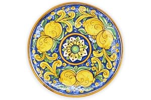 SICILIA BEDDA CAPACI Piatto Ornamentale in Ceramica Caltagirone - Ø 25 cm ca. (1Unità) con Diverse opzioni Decoro - Decoro 2