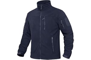 KEFITEVD Chaqueta de forro polar para hombre, resistente al viento, con cremallera, abrigo táctico cálido con 6 bolsillos