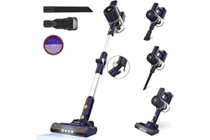 TASVAC Aspirateur Balai sans Fil, Aspirateur sans Fil Puissant 20000Pa, Aspirateur Pliable, 40Min Autonomie, 6 en 1 Aspirateur sans Sac Léger Silencieux pour Sol Dur Tapis Poils d'animaux Voiture