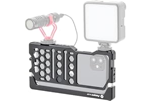 Fotopro Smartphone-Video-Rig-Käfig Aluminiumlegierung DREI Cold Shoe Universal Phone Video Stabilizer für Videografie Fotografie Vlogging Live-Streaming Filmemachen