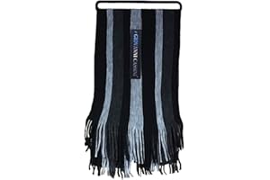 Giovanni Cassini Mens Warm Knitted Striped Winter Scarf 8 Colours (Black Grey Mix)