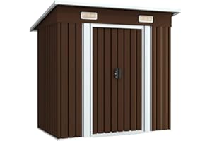 Tidyard Casetta da Giardino per Esterno con Porte Scorrevoli in Acciaio Nero/Marrone,Capanno da Giardino per Esterno in Acciaio,Capanno Attrezzi Acciaio,Casetta Attrezzi,Casetta Acciaio Lamiera