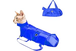 BLUE DREAM ISLAND Faltbare Haustierpflegetasche, Katzen-Rückhaltetasche, Anti-Kratz-Biss-Tasche, feste Tasche für Krallenpflege, Nageltrimmen, Augentropfen, Ohrreiniger, L (blau)