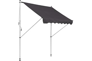 ‎OUTSUNNY Outsunny Markise Gelenkarmmarkise Klemmmarkise Höhenverstellbar Sonnenschutz Faltarm Handkurbel Balkon Alu Grau 200 x 150 cm