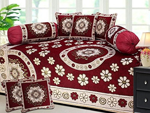 Fresh From Loom 500 TC Premium Red Chenille Diwan Set - 8pc set RS.948 (68.00% Off) - Amazon