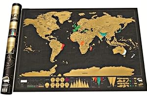 vepoty Scratch Off World Map International Travel Map Erasable Flag World Map Wall Poster Push Pin Map for Home Decor