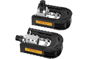 Dorglix 1 Paio Pedali Flat MTB, Pedali Pieghevoli Bici, Pedali per Bicicletta Antiscivolo Impermeabile, Alluminio Pedali, Accessorie per Ciclismo All'aperto(Nero, 123mm x 70mm x 27mm)