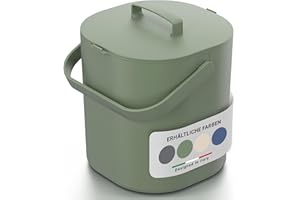 PTMS® Biomülleimer Küche 6L - Biomüll mit praktischem Deckel zum Einhängen & Innensieb - Spülmaschinenfest & Geruchsdicht - Komposteimer Küche in modernem Design - in 5 Farben