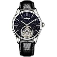 AESOP Classic Tourbillon Men Watch Sand Stone Dial Mechanical Tourbillon Movement Manual Analog Wristwatches Sapphire Waterproof Dress Business Watch for Men with Leather Strap 7050