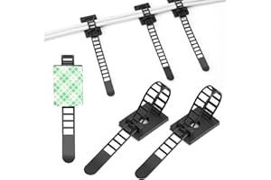 APOMOONS 50 sztuk nylonowych, regulowanych uchwytów do kabli, samoprzylepne klipsy kablowe z opcją śrubowania, samoprzylepne uchwyty kablowe do mocowania wielu przewodów, klipsy kablowe klejące do