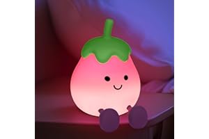 AQXONG Berenjena Luz Nocturna Infantil, Luz Nocturna Infantil con Función de Temporizador, USB Recargable, Lámparas Infantiles de Silicona Adecuado para Sala de Estar, Sala de Niños, Dormitorio