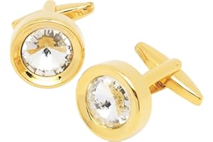 Jonwo Rund Kristall Manschettenknöpfe für Herren In Geschenkbox Silber und Gold Manschettenknöpfe Men Cufflinks Hochzeit Hemd Manschetten Tanzparty Ferien Jubiläum Kleid
