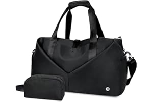 Ceneda Large Gym Bag with Toiletry Bag, Water Resistant Sport Duffel Bag with Shoes Compartment & Wet Pocket, Portable Lightweight Travel Bag, Overnight Weekender Bag Yoga Bag, Black