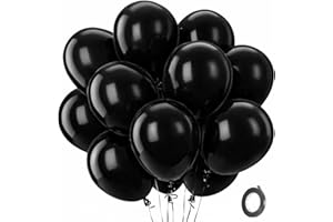 QIFU Ballons Noir - 100 Pièces Ballons Anniversaire Noir Mat, Ballon de Baudruche, Ballon Latex Hélium pour Decoration Fête Anniversaire Garçons Filles Célébration Mariage Halloween Retraite 12 Pouces