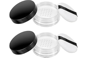 Aeaocvo Lot de 2 boîtes à poudre vides avec houppette à poudre, portable, 10 ml, avec couvercle amovible pour femmes et filles