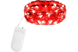 Gcstnn LED Fairy Lights Battery Operated, 2M 20LED 1Pack Mini String Lights IP65 Waterproof Silver Wire Lights for Jars, Christmas, Halloween, Bottles, Bedroom in/Outdoor Decoration(Red)