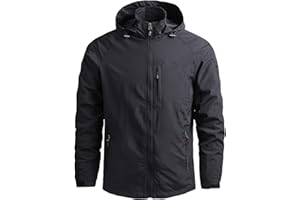 MGSFGlk Giacca Antipioggia Uomo Antivento Impermeabili Leggera Giacca da Pioggia con Cappuccio Casual Sportivo Leggero Trench Chiusura con Zip Outdoor Corsa per Sport