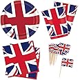 100 x Union Jack Plates 100 x Union Jack Cups 100 x Union Jack Napkins/Serviettes 100 x Union Jack Sandwich Flags Queens Jubilee Party Set