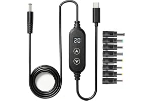 Gebildet USB C till DC 5.5mm x 2.5mm/ 5.5mm x 2.1mm Strömkabel, Universell PD-Snabbladdare, med 11 Kontakter, 5V/9V/12V/15V/2