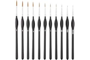 ENZYLUXE 11 Pieces Fine Detail Paint Brush Miniature Painting Brushes Kit Mini Paints Brush Set for Acrylic, Watercolor, Oil, Face, Nail, Scale Model Painting, Line Drawing(Black)