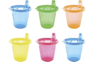 Nuby ID91121 - Polipropilene (PP), Bicchieri Wash or Toss da 210 ml, Set da 6 pezzi, Colori assortiti
