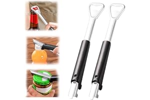 Jastown Apribarattoli e Apribottiglie Senza Sforzo, Manico Regolabile in Acciaio Inox, Apriscatole per Anziani e Mani Deboli, Apriscatole Antiscivolo per Artrite (2pcs)