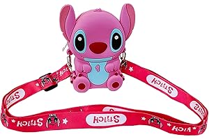 wopin Sac en silicone Stitch en trois dimensions, Stitch Porte-monnaie, avec bandoulière réglable, Mignon Stitch Petit Small Sac à bandoulière for Enfant Gift