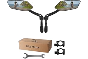 OITUGG Bike Mirror set of 2 pcs - HD Wide Angle Bicycle Rear View Mirror, 360° Adjustable View Angle, Easy Installation, suitable for 22-25mm Handlebar, Mirror size 14.5 x 5.5cm, A Pair