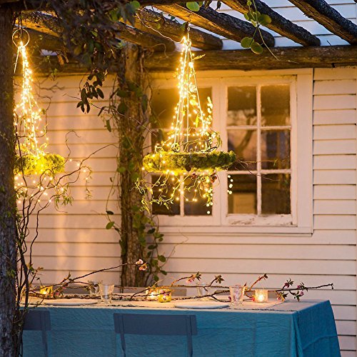 NuteDawn 100er LED Solar Kupferdraht Lichterkette Warmweiß 12 Meter, Wasserdichte Solar Außen Sternen Lichterketten Beleuchtung für Garten, Wohnungen, Tanzen, Weihnachtsfeier, Magische Beleuchtung-Dekoration Innen, Schlafzimmer, Fenster (Warmweiß-10M) - 4