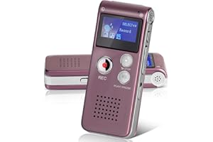 Helterfolg 8GB Dictaphone, Portable Sound Audio Recorder, USB Rechargeable Mini Voice Recorder with Multifunctional Digital Audio & MP3 Play (Wine Red)
