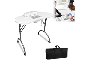‎LARS360 LARS360 Maniküretisch mit Absaugung, Faltbar Nageltisch Maniküre Tisch Tragbaresmanikürtisch Mobilesmanikürtisch mit Rollen, Staubbeutel, Tragetasche (Weiß)
