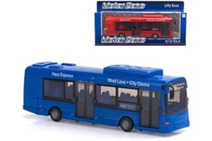 MOTOR ZONE from Peterkin | City Bus Toy Vehicle | 22cm Red / Blue / White diecast metal and plastic free wheeling bus | 1:48 Scale | Diecast Vehicles | Ages 3+