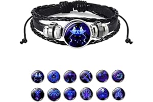 Alapek Zodiac Signs Spirit Bracelet, Manifestation Bracelet, Serene Manifestation Bracelet, Multilayer Adjustable Twelve Constellation Zodiac Leather Bracelets