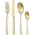 Bestdin Cutlery Set for 6 People, 24-Piece Stainless Steel Cutlery Set, Champagne Gold Matt, Knife and Forks Set for Home/Party/Restaurant, Suitable for Wedding/Festival, Dishwasher Safe