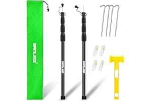 SAN LIKE Arceaux de Tente de Camping en Aluminium, Poteaux Télescopiques Réglables, Barre Tige de Tente Camping Telescopique Robuste Perche Poteaux d'auvent Accessoires d'extérieur en Acier Inoxydable