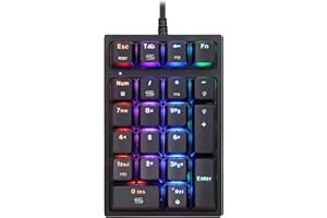 MOTOSPEED Macro Mechanical Numeric Keypad USB Wired 21 Keys Mini Numpad Portable Keypad RGB Backlight Gaming Keypad Extended Layout for Cashier(Fully Programmable Keys)