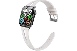 Blueshaweu for T50S Watch Slim Vintage Leather Strap Replacement for Women, Man, Wristband Accessories Compatible for Donerton T50S T50H 1.85"/Uaue T50S 1.85"/VKAROOD KC88 1.43" Watch