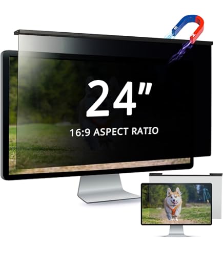 19 Inch Hanging Privacy Screen Filter For Monitor - Anti Glare, Blue Light Filter, Easy Install, 16:10 Widescreen