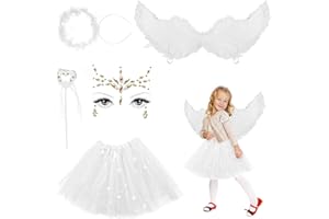 Luchild Ailes d'ange et halo pour enfants 5 pièces + bandeau Angel Halo + mur magique + ailes de plumes tenues pour Halloween, carnaval, cosplay, Noël (3-8 ans)