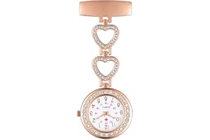 Silverora Krankenschwesteruhr Nurse Watch Liebe Zirkonia Herz Schwesteruhr Quarz Clip-on Taschenuhren für Arzt Medizinische Uhr Sanitäter Geschenk Mehrfarbig