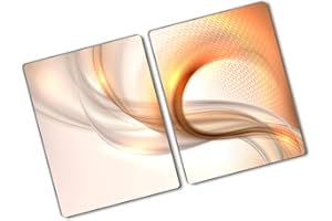 Tulup Szklana deska do krojenia 2x40x52cm - Podwójna - Płyta ochronna osłona na kuchenkę indukcyjną Szkło Hartowane - Abstrakcyjne tło