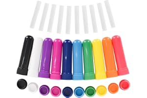 Cleminsta 10 Pezzi Tubo Inalatore Nasale per Olio Essenziale,Riutilizzabile con 10 Pezzi di Stoppini in Cotone Ricaricabile Buona Igroscopicità