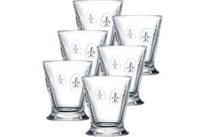 BUTLERS Bistrot Lot de 6 Verres à Eau Bas Motif Fleur de lys 25 cl