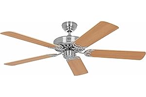 CASAFAN Deckenventilator CLASSIC ROYAL, Rotorblatt-Ø 1320 mm, Buche / Chrom gebürstet.